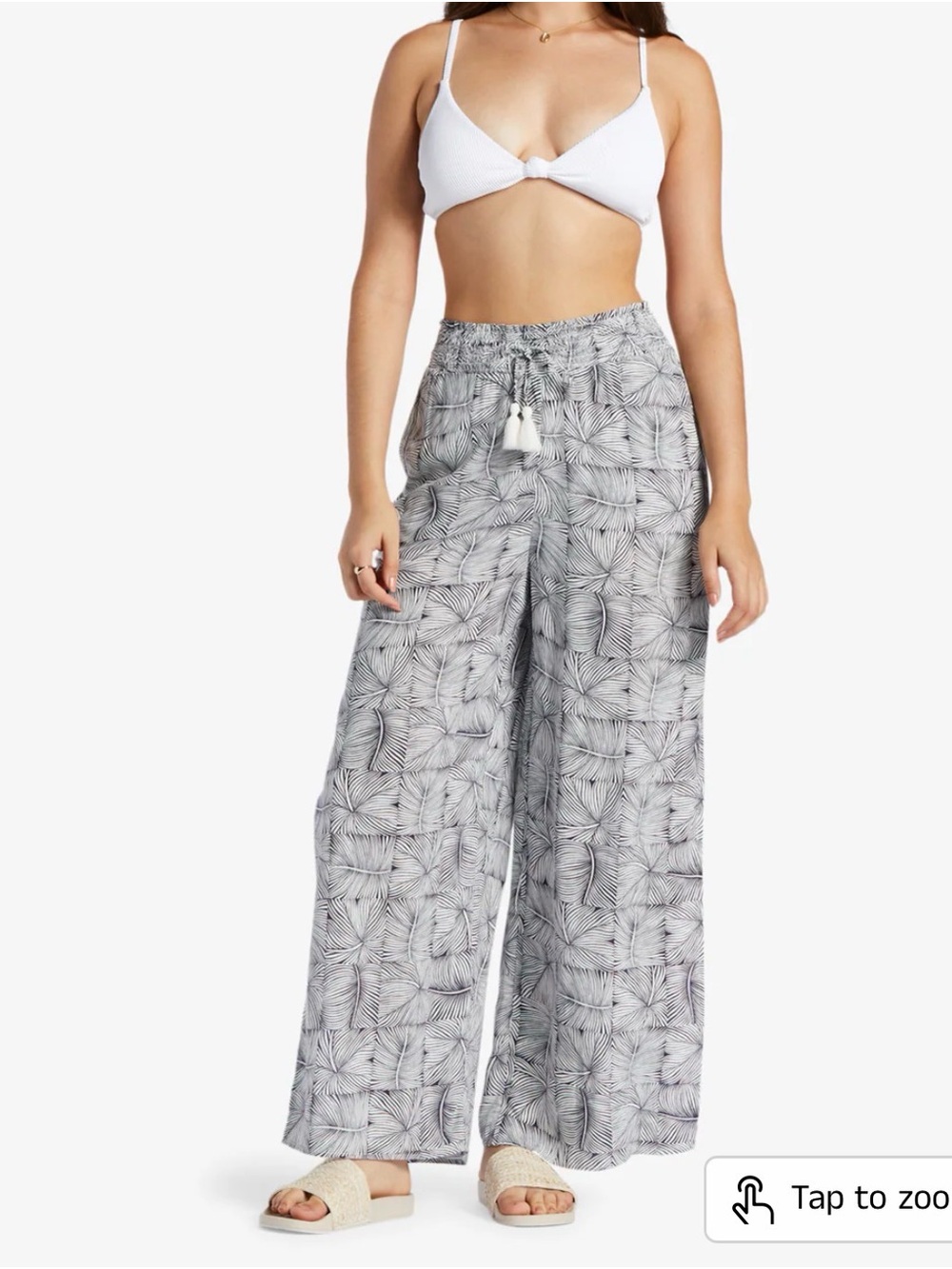 Roxy White and Gray Wide Leg Printed Lounge Pants